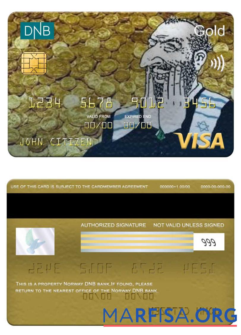Printable Norway DNB bank visa gold card template